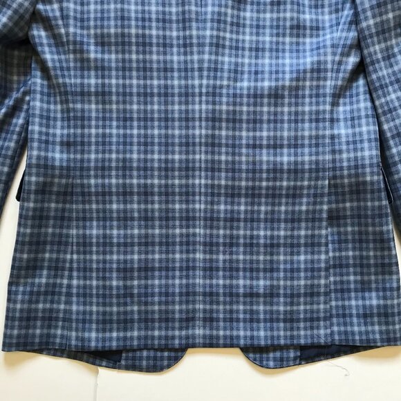NWOT IKE Behar Gingham Sport Coat Jacket Mens 38 R Blue Buffalo Check Wool NEW - Picture 12 of 14
